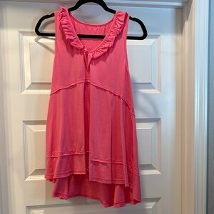 Pink Sleeveless Ruffle Top